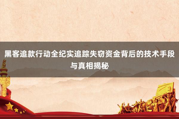 黑客追款行动全纪实追踪失窃资金背后的技术手段与真相揭秘